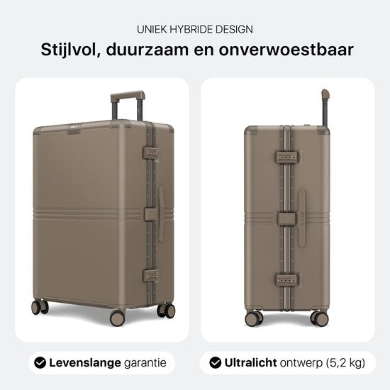 ONYX Hybrid Pro Check-in Koffer Large 100 Liter - Gerecycled Polycarbonaat en Ritsloos Design - Reiskoffer met TSA slot en Spinner wielen - Lichtgewicht Trolley met Laptopvak - Desert Clay