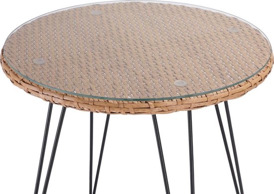 Casaria Tuinset Bali 3 Delig – 1 Tafel & 2 Stoelen – Naturel Zwart