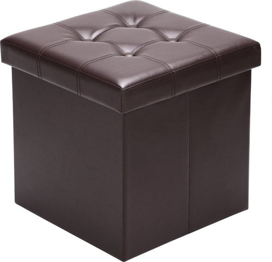 Casaria Poef met Opbergruimte - 40x40x40cm 40L Kunstleer – Bruin