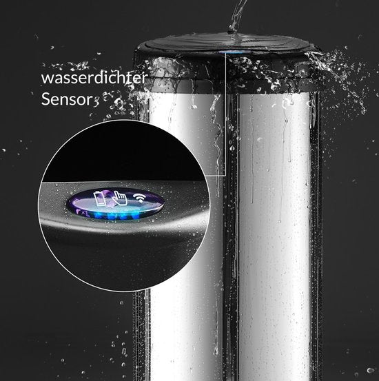 Monzana Prullenbak - Automatisch Rond 40L 30x69cm Display Sensor - Zilver