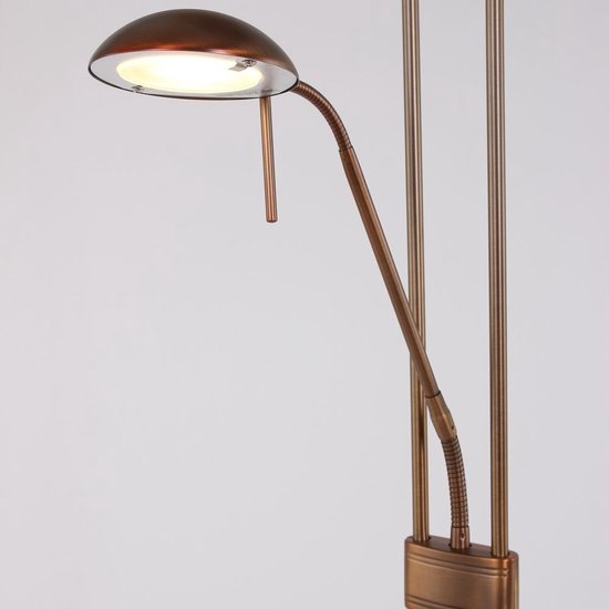Steinhauer Olet - Klassieke LED Dimbare Vloerlamp | Staande Lamp met Dimmer met leeslamp - 1 lichts - H 1800 mm - Brons - Woonkamer | Slaapkamer