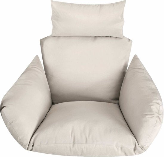 Juskys – Aria Hangstoel Met Standaard – 95 x 95 x 196 cm – Voorzien Van Comfortabele Kussens En In Hoogte Verstelbare Ketting – Voor Woonkamer En Terras – Beige Polyrattan En IJzer