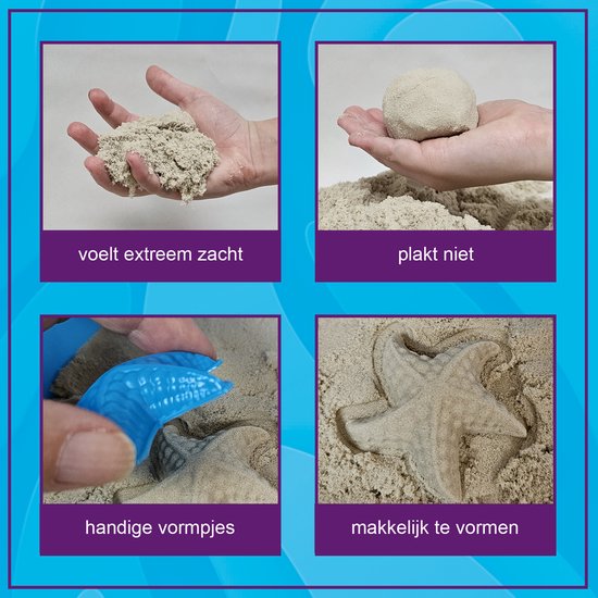 KidzKraze® Oceaanwonderen Speelzand – 1,6 kg bruin en blauw klevend speelzand voor binnen – Inclusief speel en opbergkoffer – Sensorisch speelgoed – Zandbak starter set voor kinderen - Het grote speelgoedboek 2025