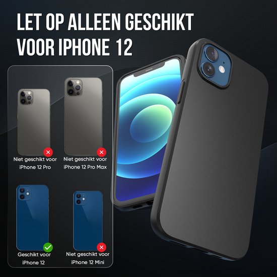 Telefoonhoesje Zwart - Geschikt voor Iphone 12 - Hoesje en Screenprotector - Beschermglas