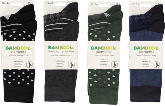 Bamboo Elements- Bamboe Sokken Heren - Sokken Dames - 12 Paar - 39-42 - Fashion - Lange Sokken - Kousen Heren Sokken - Kousen Dames Sokken - Anti Zweet - Duurzaam