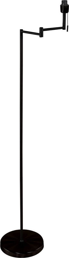 Vloerlamp Bella 3407ZW - Zwart met zwenkarm, uitklapbaar en trekschakelaar - Mexlite - Tijdloos design van kunststof, metaal en elektronica, hoogte 135 cm, reikwijdte 45 cm
