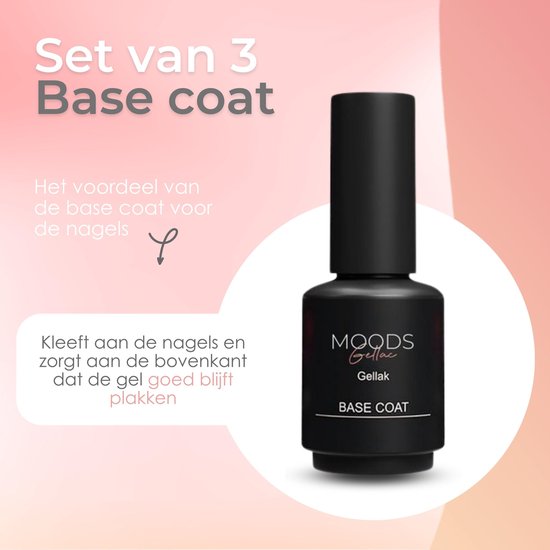 Moods Gellac - Base Coat - Nagellak - Gellak Starterspakket - Nagels - Gellak Set - 15 ML