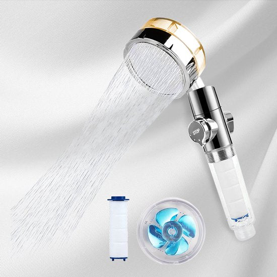 Aquadon EcoTornado - waterbesparende & drukverhogende douchekop - 360° draaibare handdouche - douchekop met antikalkfunctie - beschermt huid & haar