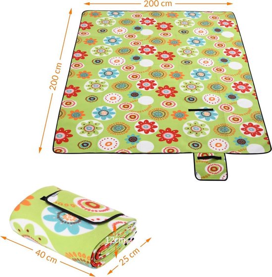 Detex Picknickkleed 200x200cm XXL - Waterdicht Opvouwbaar - Gebloemd