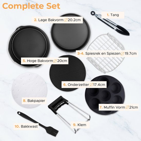 Happy Goods Heteluchtfriteuse XL Accessoires - geschikt voor Airfryer Accessoires - ⌀ 20 CM - Bakpapier - Siliconen Bakje - Bakvorm Rond - Muffin Bakvormen