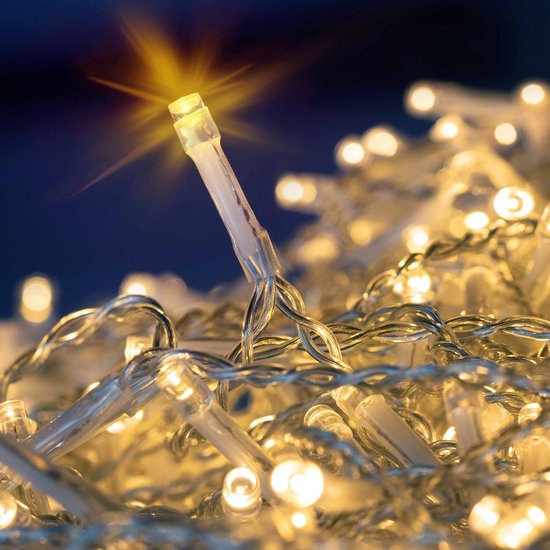 Lichtsnoer 200 LED - 10 m (5m lichtsnoer + 5m aanloop) - Lichtjes Warm Wit