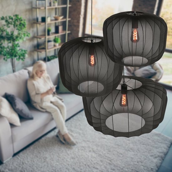 Anne Lighting - hanglamp - Sable - zwart - linnen metaal - Ø 45cm - E27 - 4191ZW
