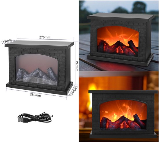 Ceruzo Led Sfeerhaard - H20x12x28 cm- Mini Open Haard Lantaarn