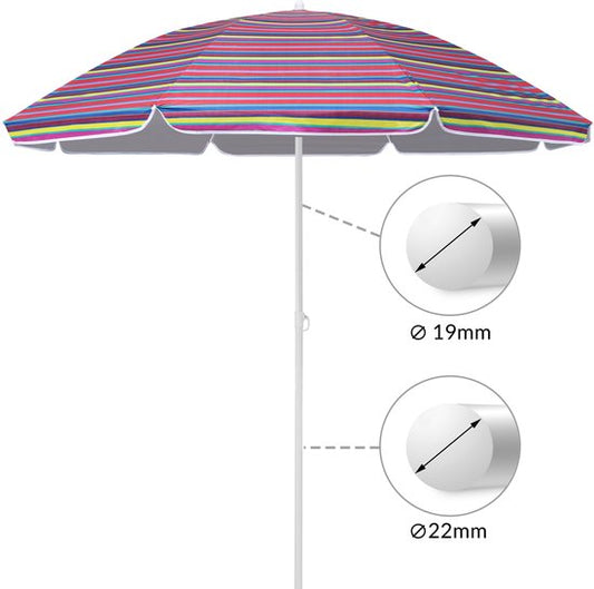 Kingsleeve Parasol 180cm - UV-bescherming 50+ Kantelbaar - Kleurrijk