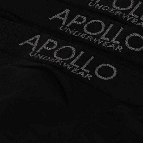 Apollo heren slips ondergoed - 3 pack - zwart uni - maat XXL