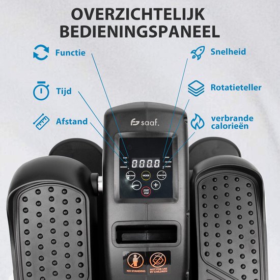 Saaf Mini Elektrische Hometrainer – Met Afstandsbediening - Weerstandsbanden – 43 x 38,5 x 25 cm – Zwart