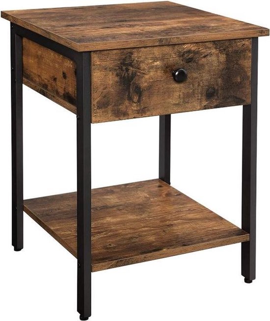 MIRA Home - Bijzettafel - Nachtkastje - Bruin - Hout - 40 x 55 x 40 cm