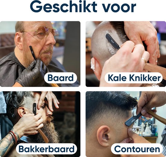 Barbiersmes met 200 Scheermesjes - Klassiek Open Scheermes - Barber Mes - Shavette - Straight Razor - Klapmes - Nekmes - Kappersmes