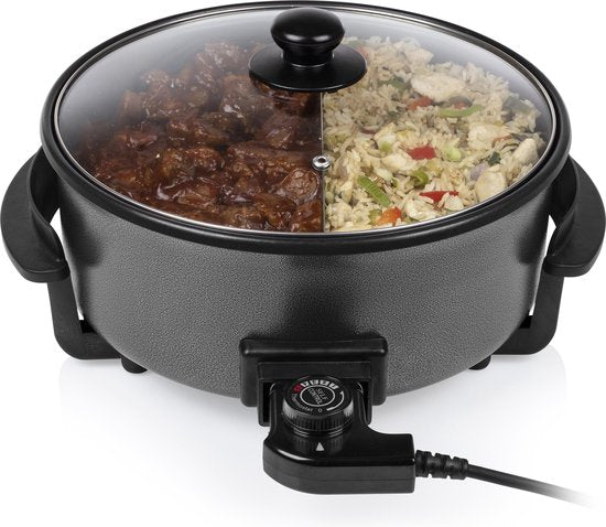 Tristar Hapjespan PZ-9135 - Elektrische Hapjespan met Deksel 30 cm - Snackpan XL - Anti-aanbaklaag en Regelbare Thermostaat - Maximaal 250 ⁰C - Zwart