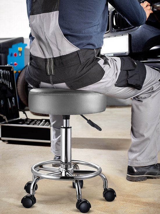 Rolkruk - Hoogte Verstelbaar 360° Draaibaar - 51-65cm Zithoogte Grijs