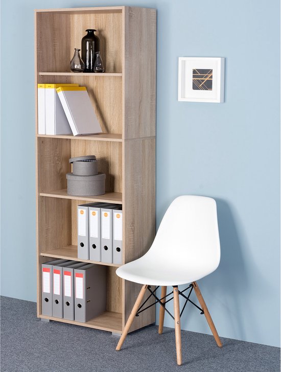 Casaria Boekenkast Vela - 5 Vakken Verstelbaar 190x60x28 cm - Eiken