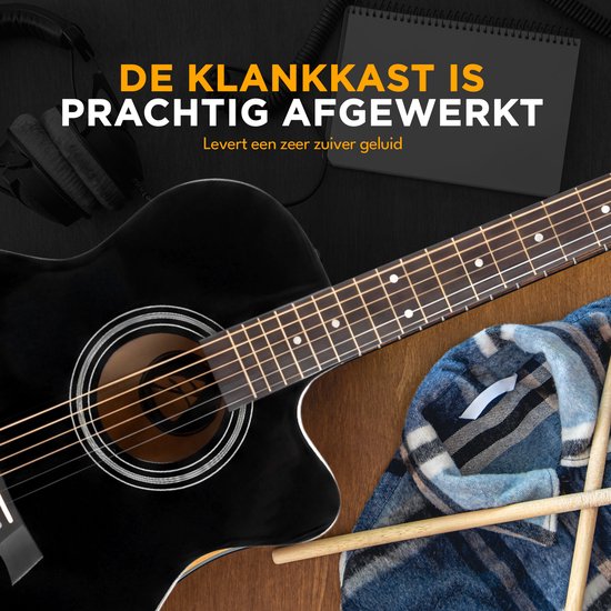 Finesse Akoestische Gitaar - met Videocursus - 4/4 40" - Western Gitaar - Gitaar Kind & Volwassenen - Zwart
