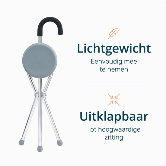 Alyze Wandelstok met zitje - Driepoot - Wandelstokken - Opvouwbaar