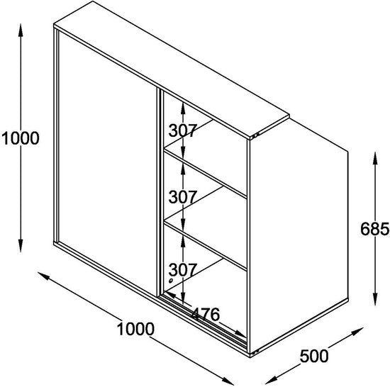 VDD Schuine Kledingkast - 50 x 100 x 100 cm - Wit