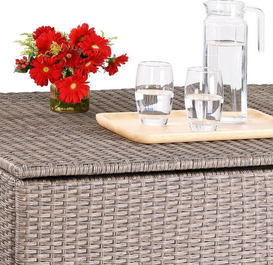 Casaria Polyrattan Kussenbox - 318 L met Deksel - 75x75x70cm Beige