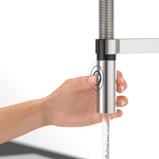 Villeroy & Boch Steel Expert 2.0 - Keukenkraan met flexibele uitloop en uittrekbare sproeikop, roestvrij staal 928000LC