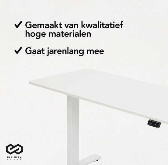 Infinity Goods Elektrisch Zit Sta Bureau - Verstelbare Hoogte- 140 x 60 CM - Wit