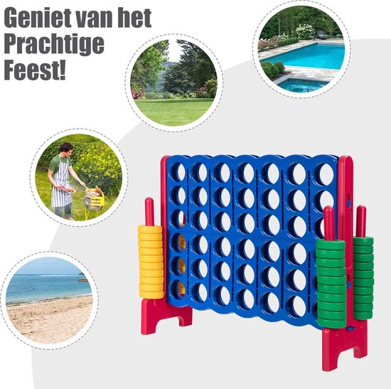 Coast 4-Op-Een-Rij Speelset - Met 42 Jumbo Ringen -120 x 42x 104cm - Blauw