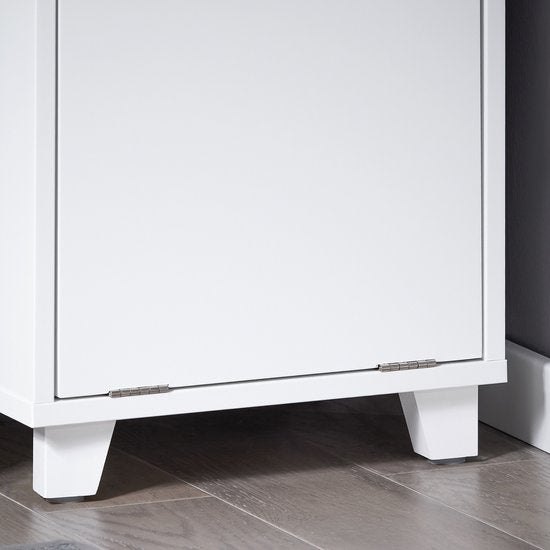 SoBuy BZR146-W Badkamerkast - Wit Houtcomposiet met Wasmand