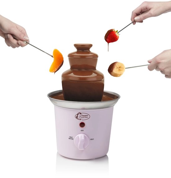 Bestron Chocoladefontein ACF300P - Chocolade fondue - 3 lagen - Roze - 5 jaar garantie