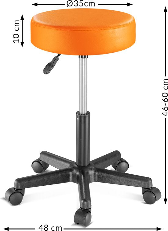 Casaria Verstelbare Draaikruk - 46/60cm Zithoogte – 1 Stuks Oranje