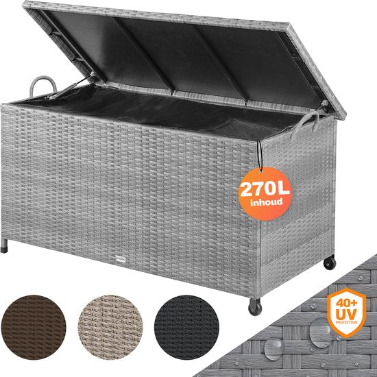 Casaria Opbergkist – Weerbestendig 122x56x61cm 420L - Grijs