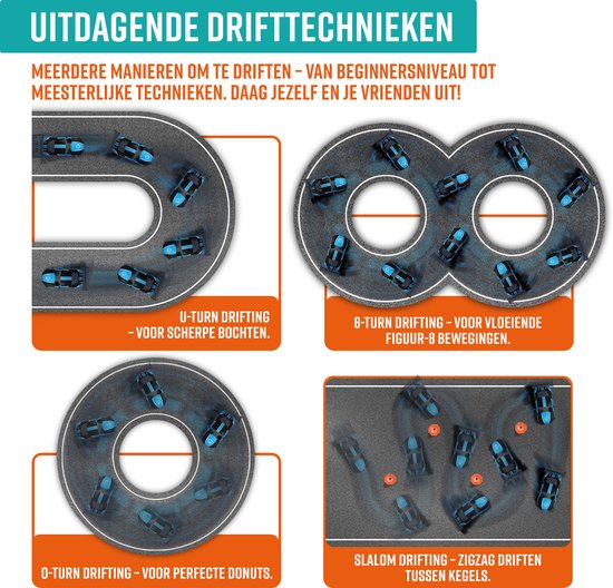 NAPI Bestuurbare RC Auto - Drift Car met 2 Accu’s, LED & Accessoires - 15 km/h - Buitenspeelgoed - Race Autos voor Jongens & Volwassenen - Buiten Speelgoed - Speelgoedauto Radiografisch - Drift King