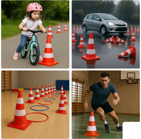 Perel Afzetkegel, voor het afbakenen van zones, rood/wit, recreatief gebruik, 50 cm