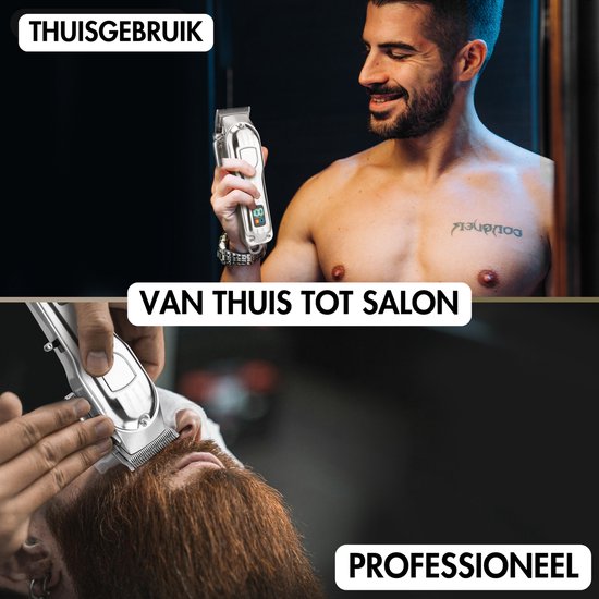 Professionele Draadloze Tondeuse + Kappersmantel - Tondeuse Mannen Hoofdhaar - Sansbeauté® - Cheveux Haar - Haartrimmer - Kapper Haar Machine - Haartondeuse - Trimmer Baard - Trimapparaat - Barber Hair Clipper - Kapper Trimmer - Kappersset