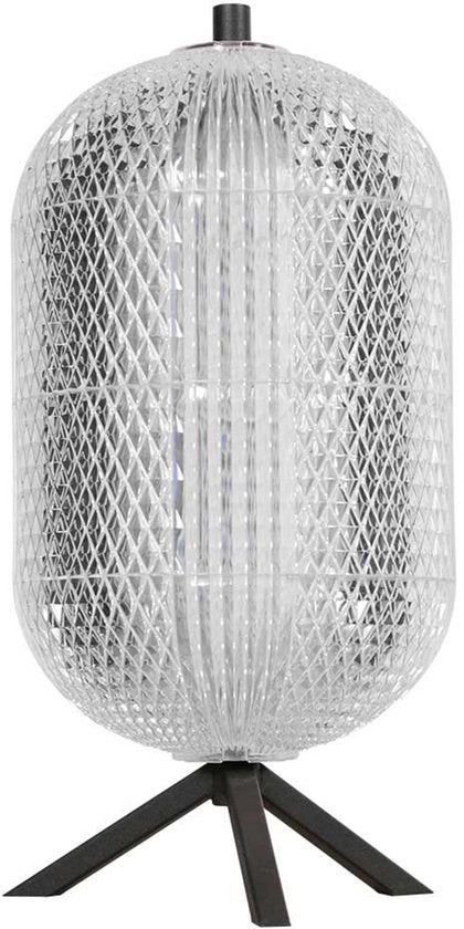 Tafellamp Geripu 3841ZW Ø15cm geribbeld kunststof met led module - Transparant/Zwart - Design - Mexlite