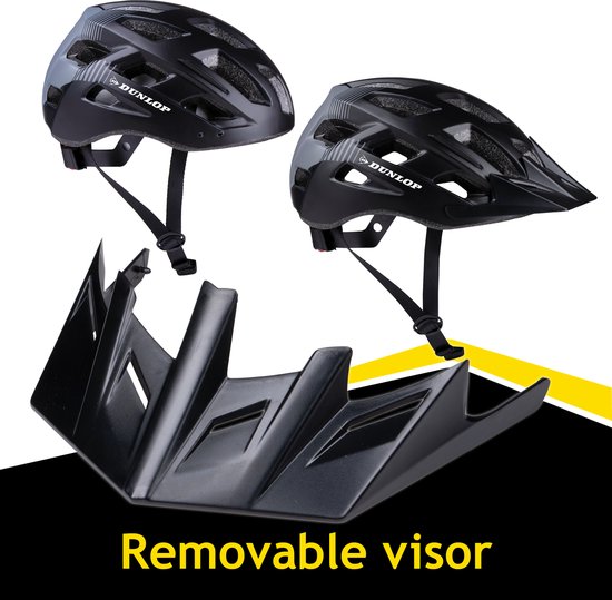 Dunlop Mountainbike Helm - Maat L - Verstelbaar 58-61cm - LED Verlichting - Zwart