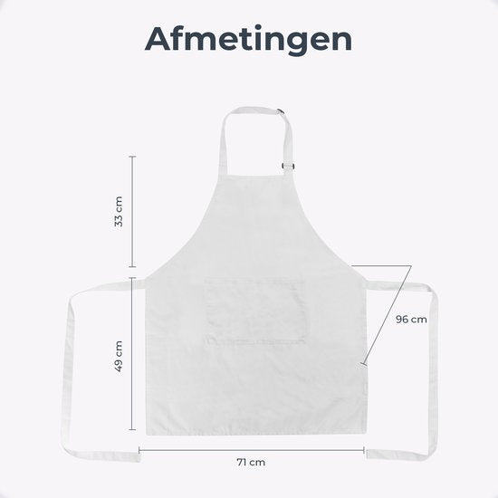 Keukenschort - Water- en vuilafstotend - Professioneel Kookschort - Schort voor Dames en Heren - Horeca Sloof - Unisex - Verstelbare Gesp - Extra Grote Vakken - Wit