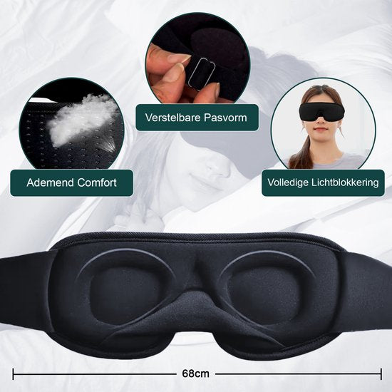 Novalance - Luxe Slaapmasker - 3D Ergonomisch - 100% Verduisterend - Traagschuim - Slaap Masker - Oog Masker