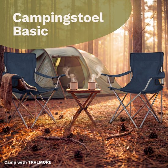 TRVLMORE Campingstoelen - Opvouwbaar - 2-Pack - 120KG Draagvermogen - Incl. Draagtas - Klapstoel - Visstoel - Kampeerstoel - Vouwstoel - Blauw