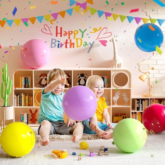Partizzle 36x Gekleurde Latex Punch Ballonnen - Grote Bounce Ballon - Reuze Boksballon Uitdeelcadeautjes - Grabbelton Traktatie Cadeautjes - Voor Kinderen & Peuters - XL / 45 cm