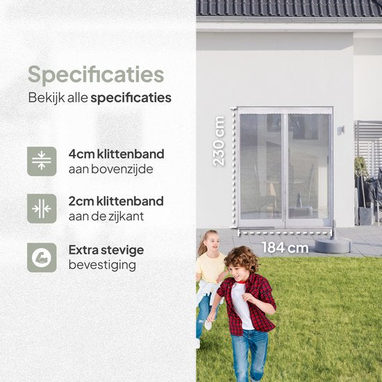 O'DADDY Deurgordijn Deluxe FIBER - Magnetisch Vliegengordijn - Voor Nieuwbouw en Standaard Deuren - Eenvoudige Installatie - Witte Hor - 184x230 cm