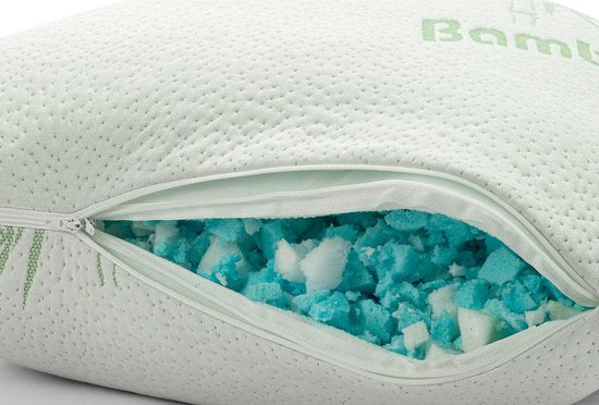 H&C Bamboo Memory Foam Hoofdkussen - Antibacterieel - Anti-Huisstofmijt - Voor Zijslapers
