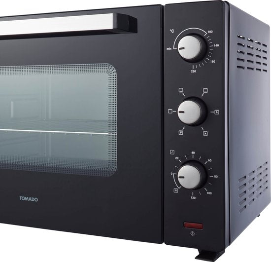 Tomado TEO6000B - Vrijstaande oven - 60 Liter - 2000 Watt - Hetelucht - 4 insteekniveau's - Zwart
