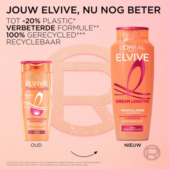 L'Oréal Paris Elvive Dream Lengths Shampoo - Voor lang, beschadigd haar - Herstellende shampoo - 250 ml