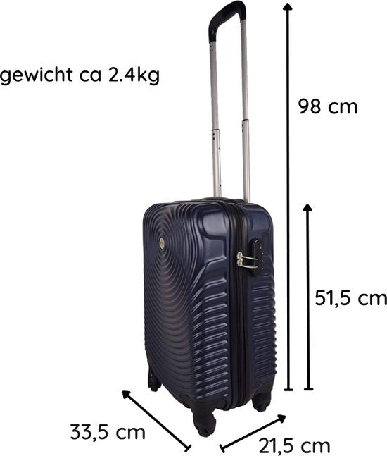 Ceruzo Handbagage Koffer -Trolley - 28L- 51.5 cm - Blauw - Spinnerwielen 360°- Cijferslot-Reiskoffer
